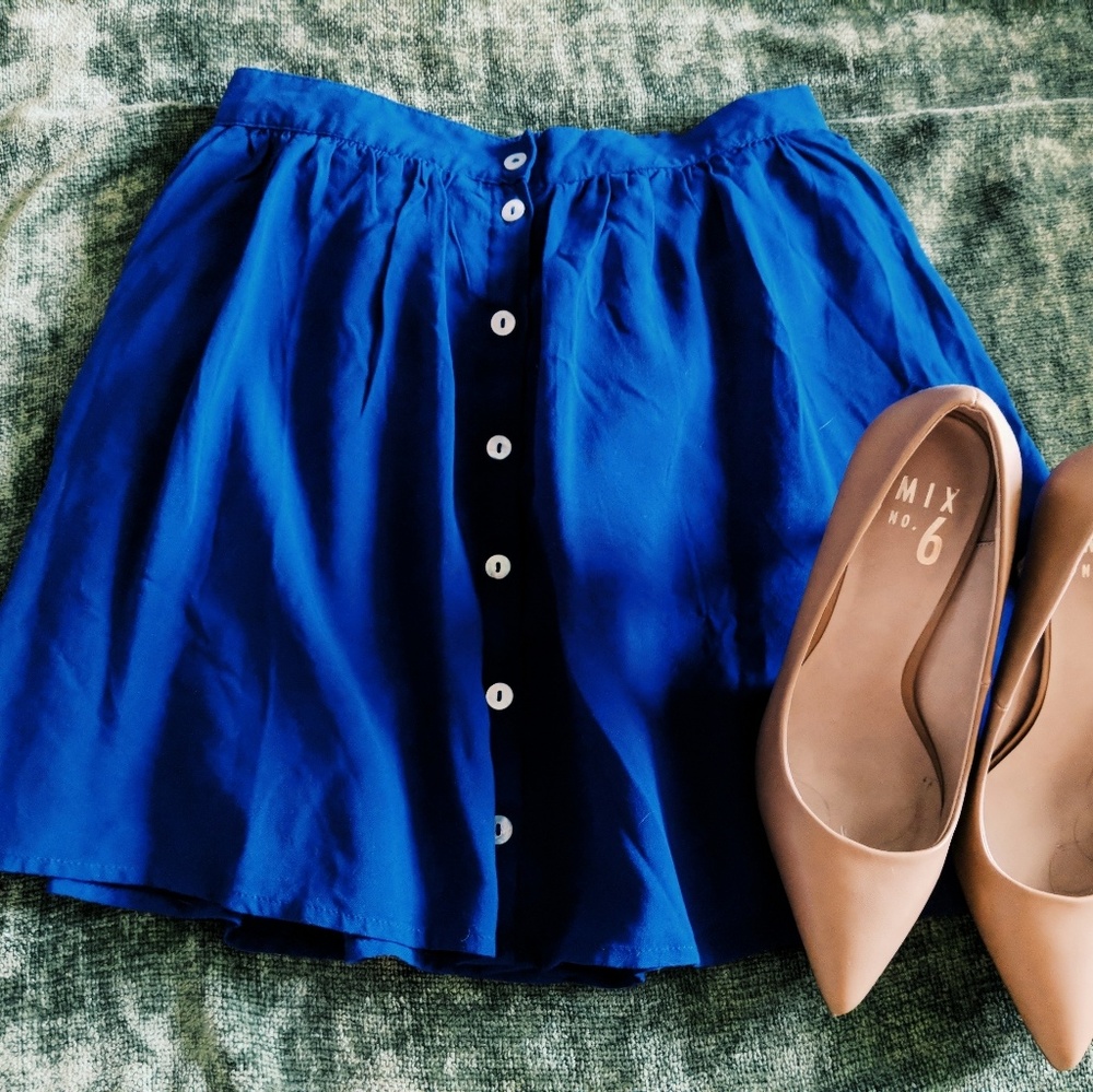 Flowing royal blue midi skirt